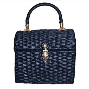 JANA Vintage Black Raffia Pontova Weave Basket HandbagVintage EUC!